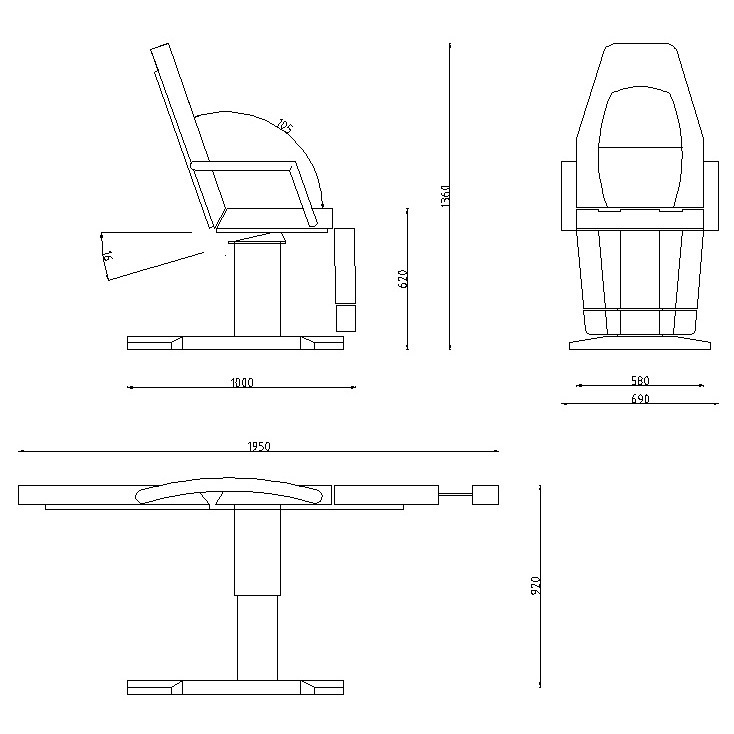 Косметологическое кресло Альба 2_размер